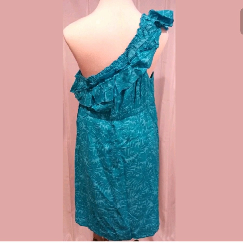 Lane Bryant Dress Blue One Shoulder Leaf NWOT - Picture 3 of 4